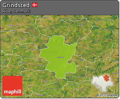 Physical Map of Grindsted, satellite outside