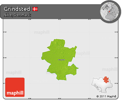 Physical Map of Grindsted, single color outside