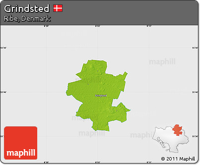 Physical Map of Grindsted, single color outside