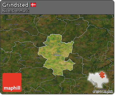 Satellite Map of Grindsted, darken