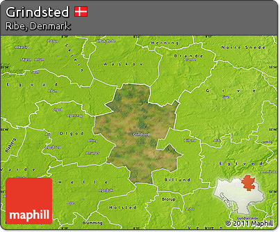 Satellite Map of Grindsted, physical outside