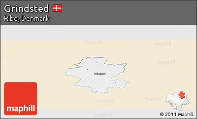 Classic Style Panoramic Map of Grindsted, single color outside