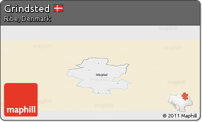 Classic Style Panoramic Map of Grindsted, single color outside