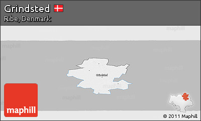 Gray Panoramic Map of Grindsted, single color outside
