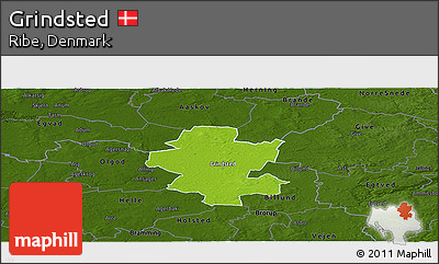 Physical Panoramic Map of Grindsted, darken