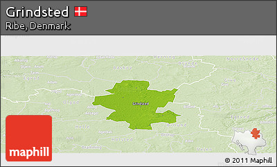 Physical Panoramic Map of Grindsted, lighten