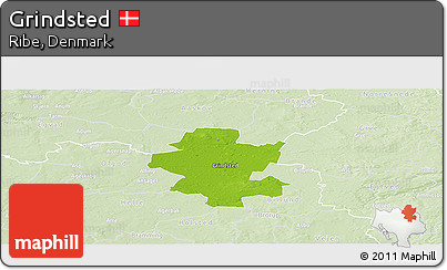 Physical Panoramic Map of Grindsted, lighten