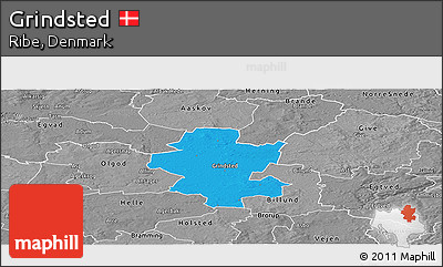 Political Panoramic Map of Grindsted, desaturated