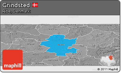 Political Panoramic Map of Grindsted, desaturated