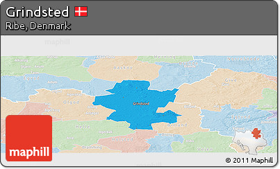 Political Panoramic Map of Grindsted, lighten