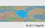 Political Panoramic Map of Grindsted, semi-desaturated