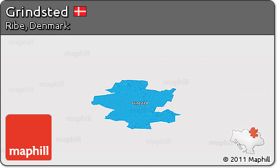Political Panoramic Map of Grindsted, single color outside