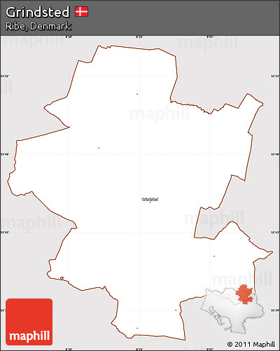 Classic Style Simple Map of Grindsted, cropped outside