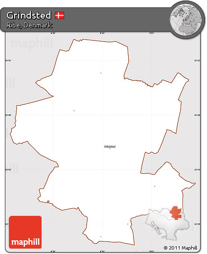 Classic Style Simple Map of Grindsted, cropped outside