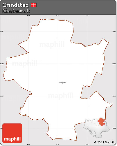Classic Style Simple Map of Grindsted, cropped outside