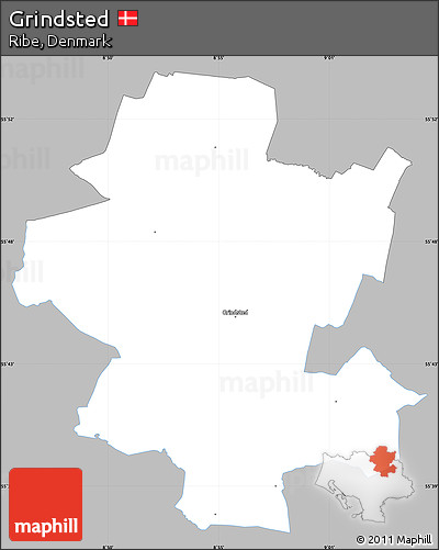 Gray Simple Map of Grindsted, single color outside
