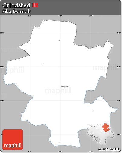 Gray Simple Map of Grindsted, single color outside