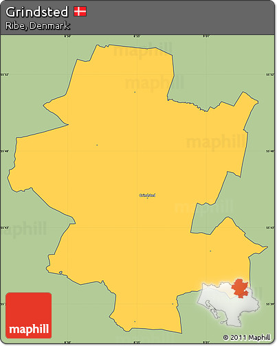 Savanna Style Simple Map of Grindsted, cropped outside