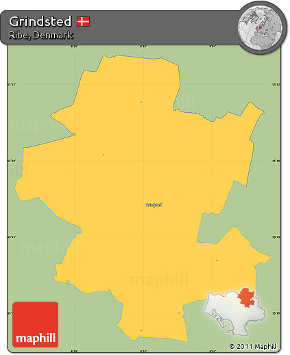 Savanna Style Simple Map of Grindsted, single color outside