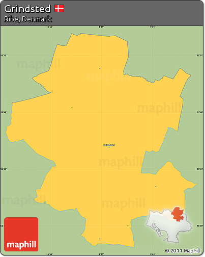 Savanna Style Simple Map of Grindsted, single color outside