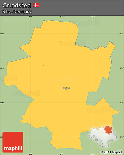 Savanna Style Simple Map of Grindsted, single color outside