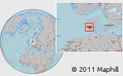 Gray Location Map of Ribe, hill shading
