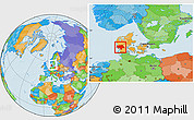 Political Location Map of Ribe, within the entire country