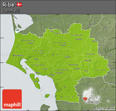 Physical Map of Ribe, semi-desaturated