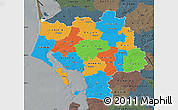 Political Map of Ribe, darken, semi-desaturated