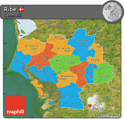 Political Map of Ribe, satellite outside