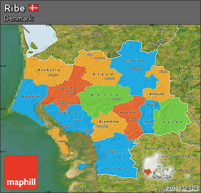 Political Map of Ribe, satellite outside