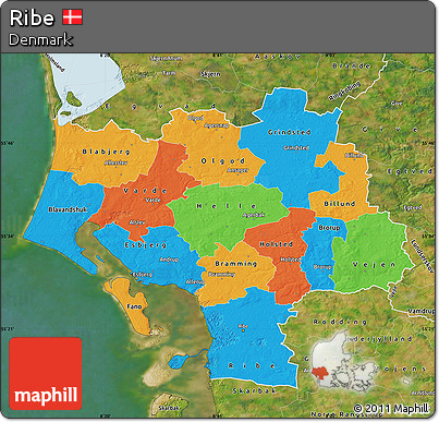 Political Map of Ribe, satellite outside