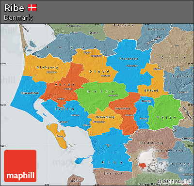 Political Map of Ribe, semi-desaturated