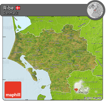 Satellite Map of Ribe, physical outside