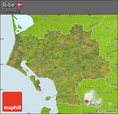 Satellite Map of Ribe, physical outside