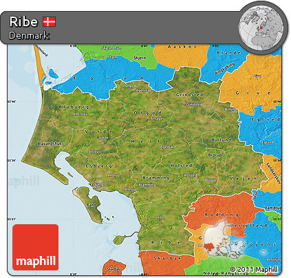 Satellite Map of Ribe, political outside