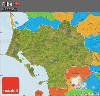 Satellite Map of Ribe, political outside