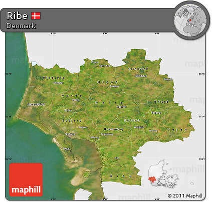 Satellite Map of Ribe, single color outside