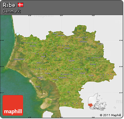 Satellite Map of Ribe, single color outside
