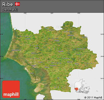 Satellite Map of Ribe, single color outside