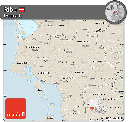 Shaded Relief Map of Ribe