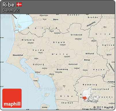 Shaded Relief Map of Ribe