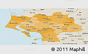 Political Shades Panoramic Map of Ribe, shaded relief outside