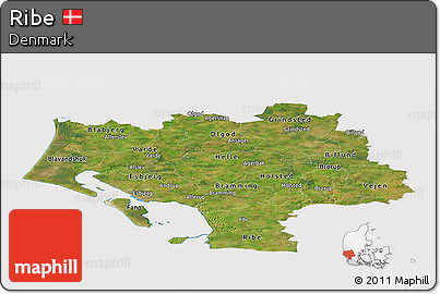 Satellite Panoramic Map of Ribe, cropped outside