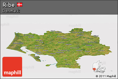 Satellite Panoramic Map of Ribe, cropped outside