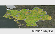 Satellite Panoramic Map of Ribe, darken, semi-desaturated
