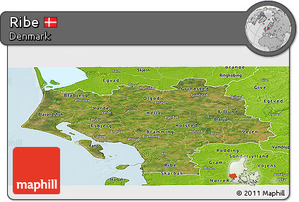 Satellite Panoramic Map of Ribe, physical outside