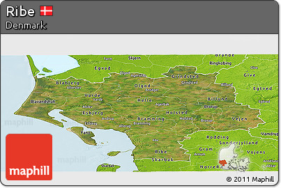 Satellite Panoramic Map of Ribe, physical outside