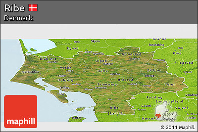 Satellite Panoramic Map of Ribe, physical outside