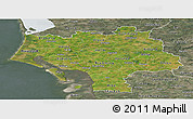 Satellite Panoramic Map of Ribe, semi-desaturated